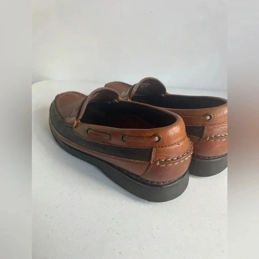 Mens Bass Birchwood Black & Brown Leather Penny Loafers Size 8.5 GUC - Picture 3 of 8